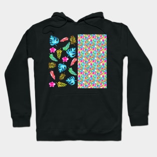 Colourful Tropical Leaves Watercolor Plants Pattern Hoodie